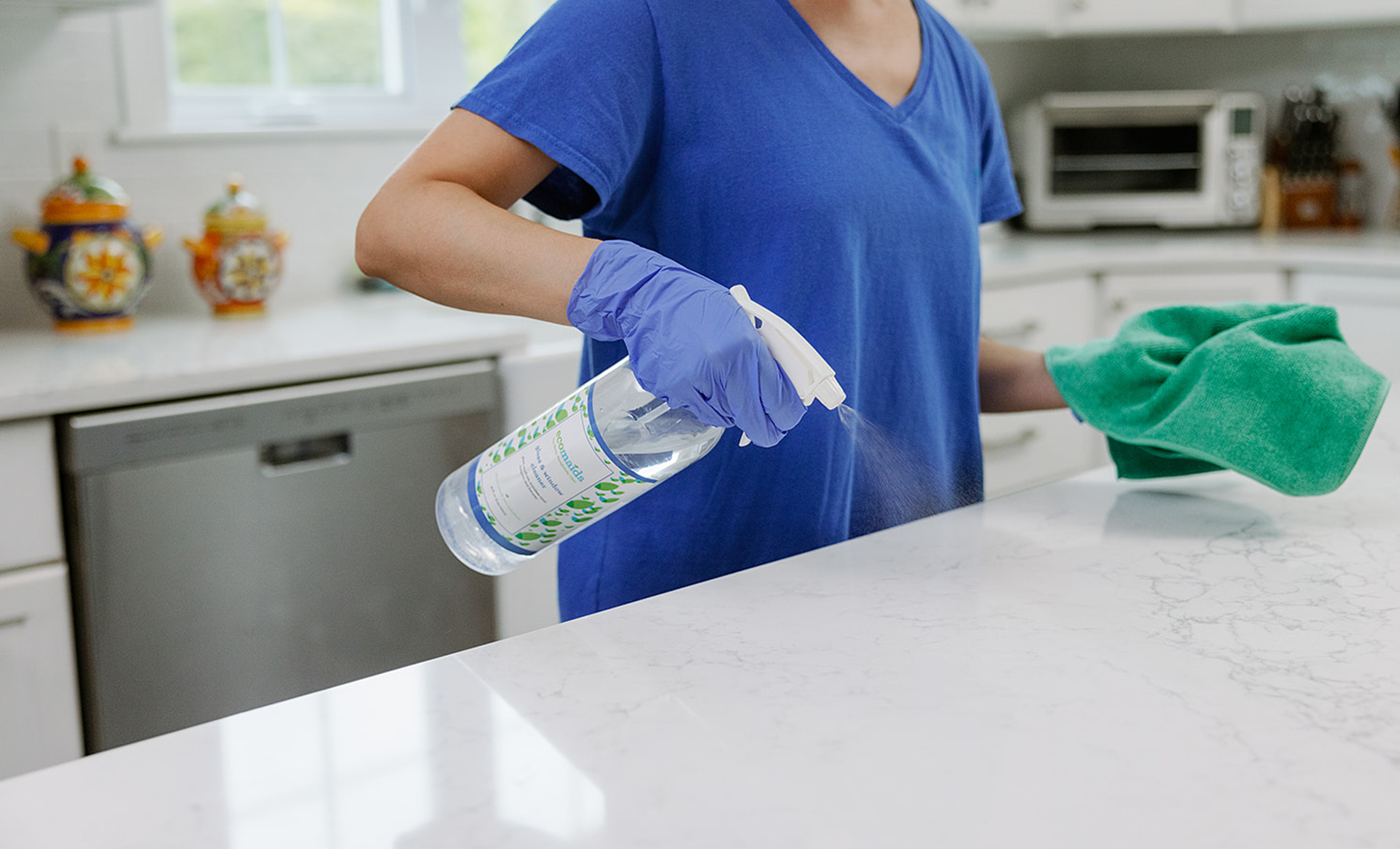 Professional residential cleaning in a living room